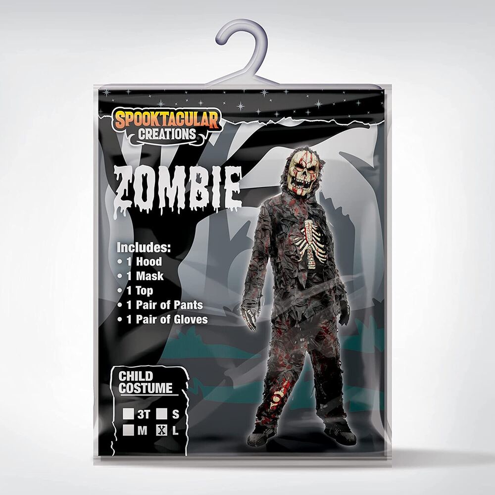 Spooktacular Creations Realistic & Scary Kids Black Zombie Costume, XL